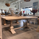 Outside The Box 84x40 Trestle Solid Mahogany Dining Table In Rugged Dune White - RDW