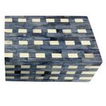 Outside The Box 10"  Blue & White Checkered Bone Inlay Decorative Box