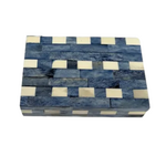 Outside The Box 8" Blue & White Checkered Bone Inlay Decorative Box