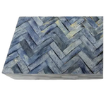 Outside The Box 10" Blue Zig Zag Bone Inlay Decorative Box