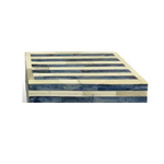 Outside The Box 8" Blue & White Stripe Bone Inlay Decorative Box