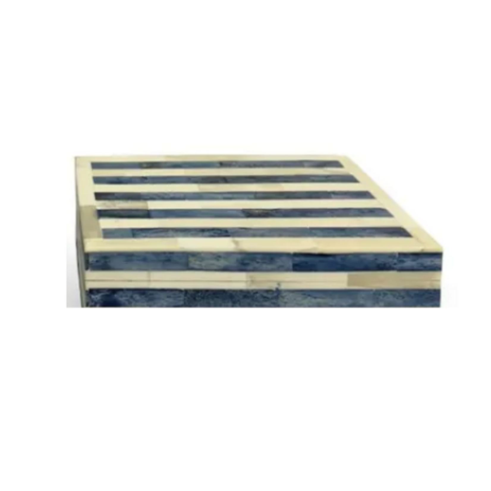 Outside The Box 8" Blue & White Stripe Bone Inlay Decorative Box
