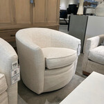 Outside The Box Baldwin Bone White Kid Proof Performance Fabric Upholstered Cloud Swivel Chair BU104-43 (AA)