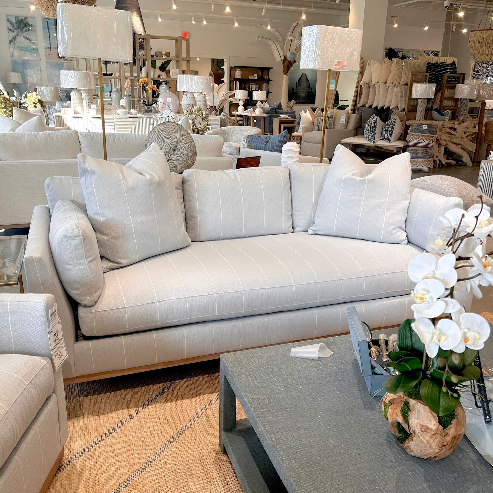 Outside The Box 90x38x35 Boden Ice Blue Kid Proof Performance Fabric Upholstered Cloud Cushion Sofa VO110-34 (HH)