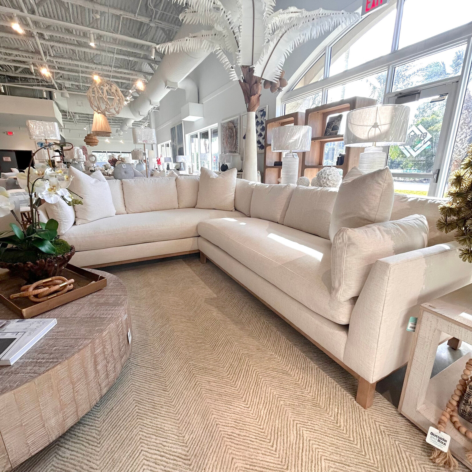 Outside The Box 122R x 94L  Boden Nomad Snow Crypton Performance Upholstered Cloud Cushion L-Shape Sectional 102CR-19 (AA)