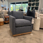 Outside The Box Allie Navy Poly Performance Fabric Upholstered Cloud Swivel Chair Washed Oak Base 30166-56 (HH)
