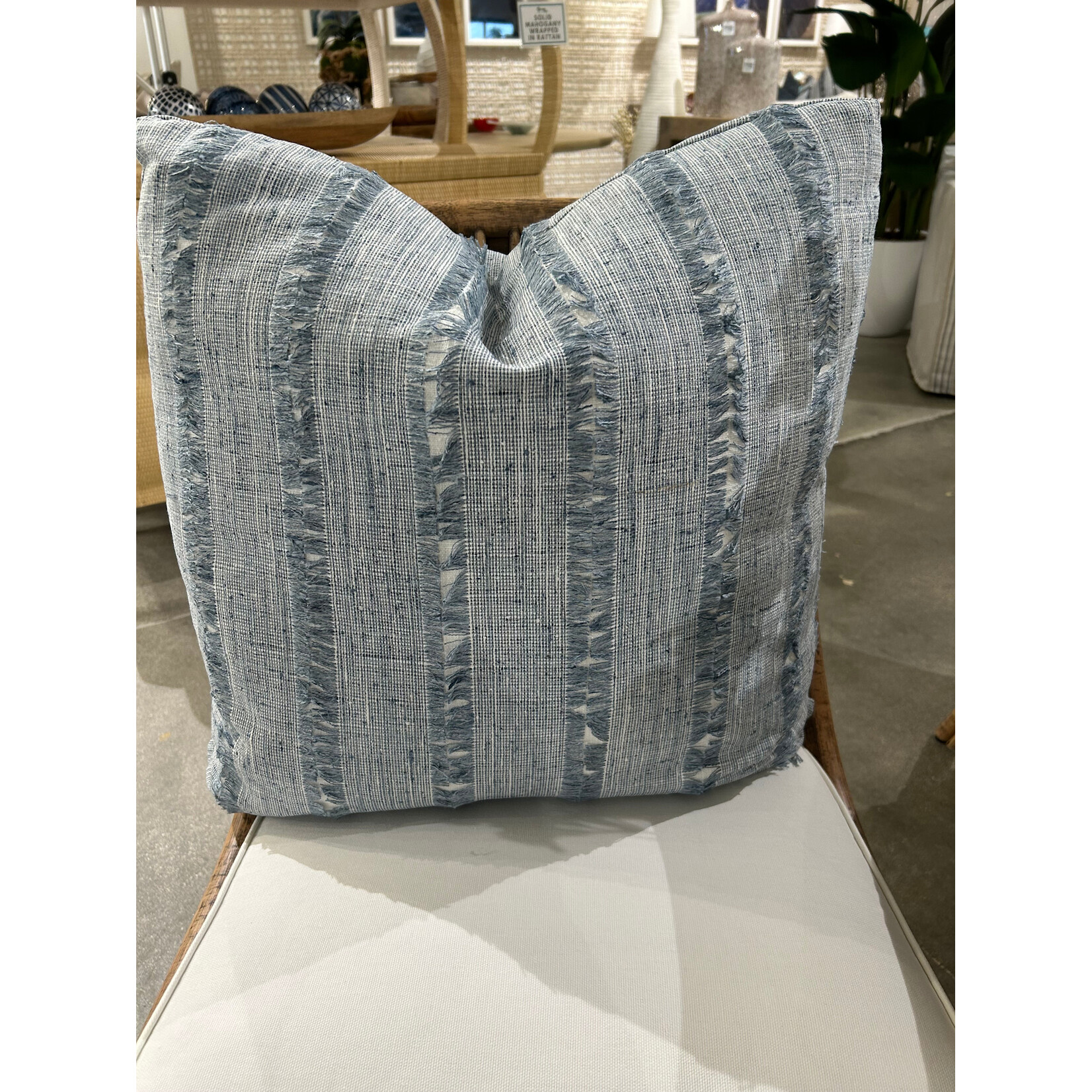 Outside The Box 24x24 On The Fringe Hand Crafted Down Filled Pillow In Pool