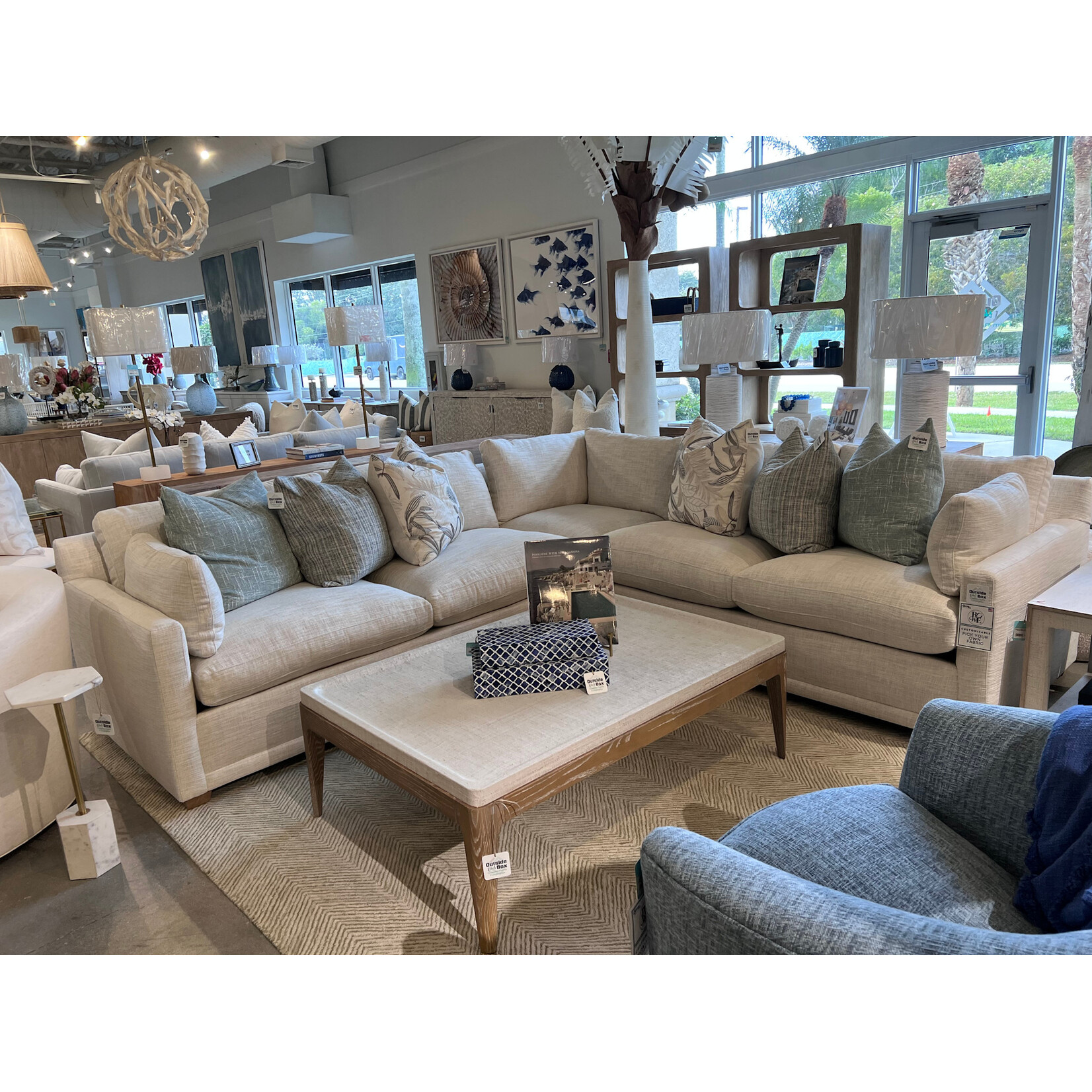 Outside The Box 116R x 110L Sylvie Bone White Kid Proof Performance Cloud L-Shape Sectional - BU104-43 (CC)