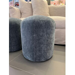 Outside The Box 17x19 Cleo Federal Blue 100% Poly Performance Fabric Round Ottoman 18499-52 (S)