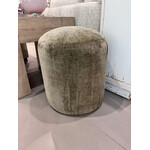 Outside The Box 17x19 Cleo Olive 100% Poly Performance Fabric Round Ottoman 13755-13 (V)