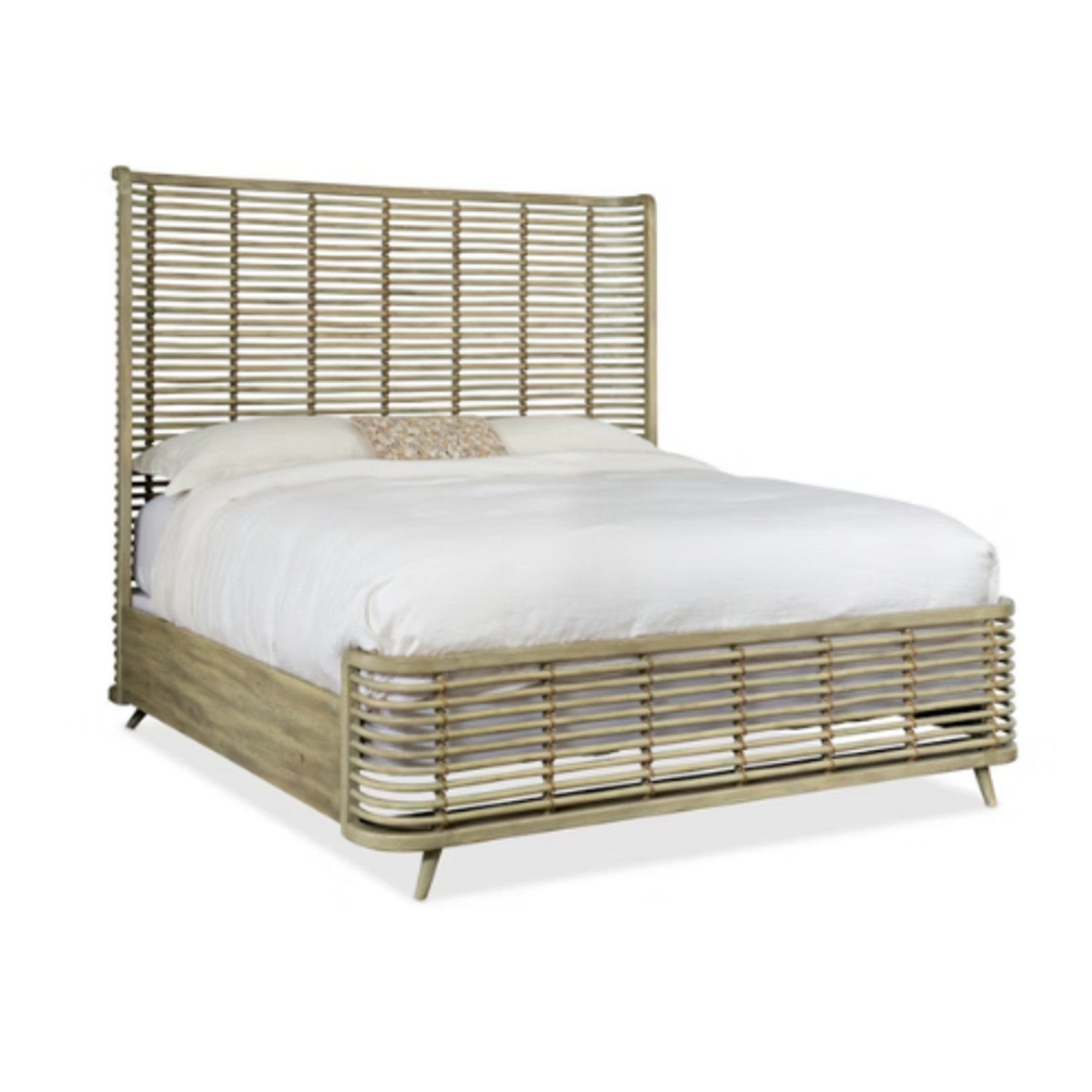 Outside The Box 65x87x69 Hooker Furniture Surfrider Cane, Raffia & Hand Tied Jute Rope Queen Bed