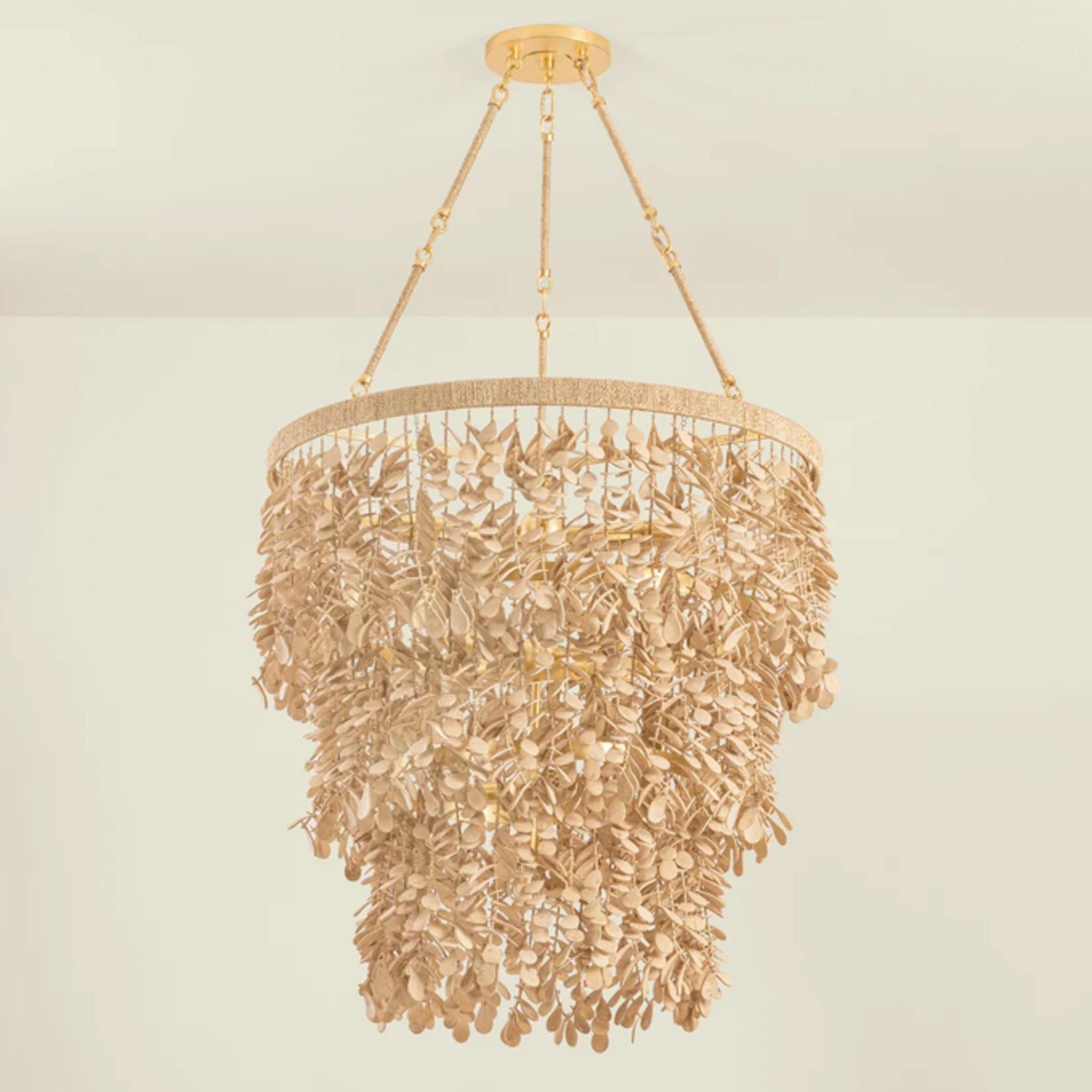 Outside The Box 30" Naxos Coconut Shell Hand Carved 3 Tier Chandelier