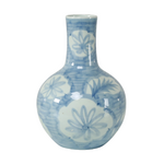 Outside The Box 16" Floral Leaf Motif Blue & White Bud Vase