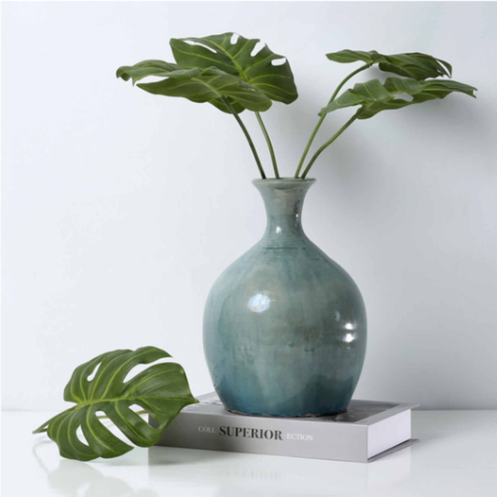 Outside The Box 11" Blue-Green Vintage Hand Crafted Bud Vase