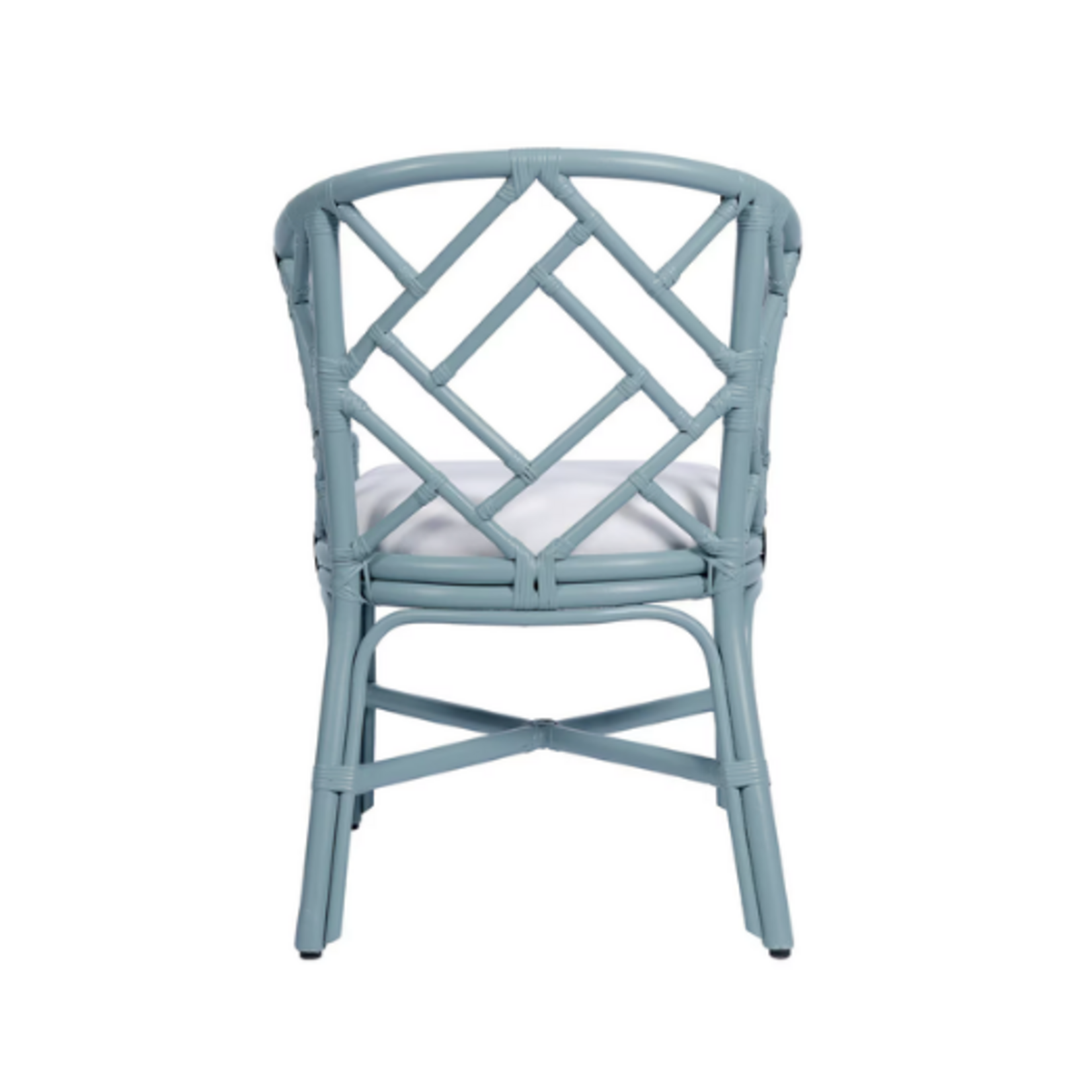 Outside The Box Hampton Rattan Hand Wrapped Barrel Arm Dining Chair In Slate Blue