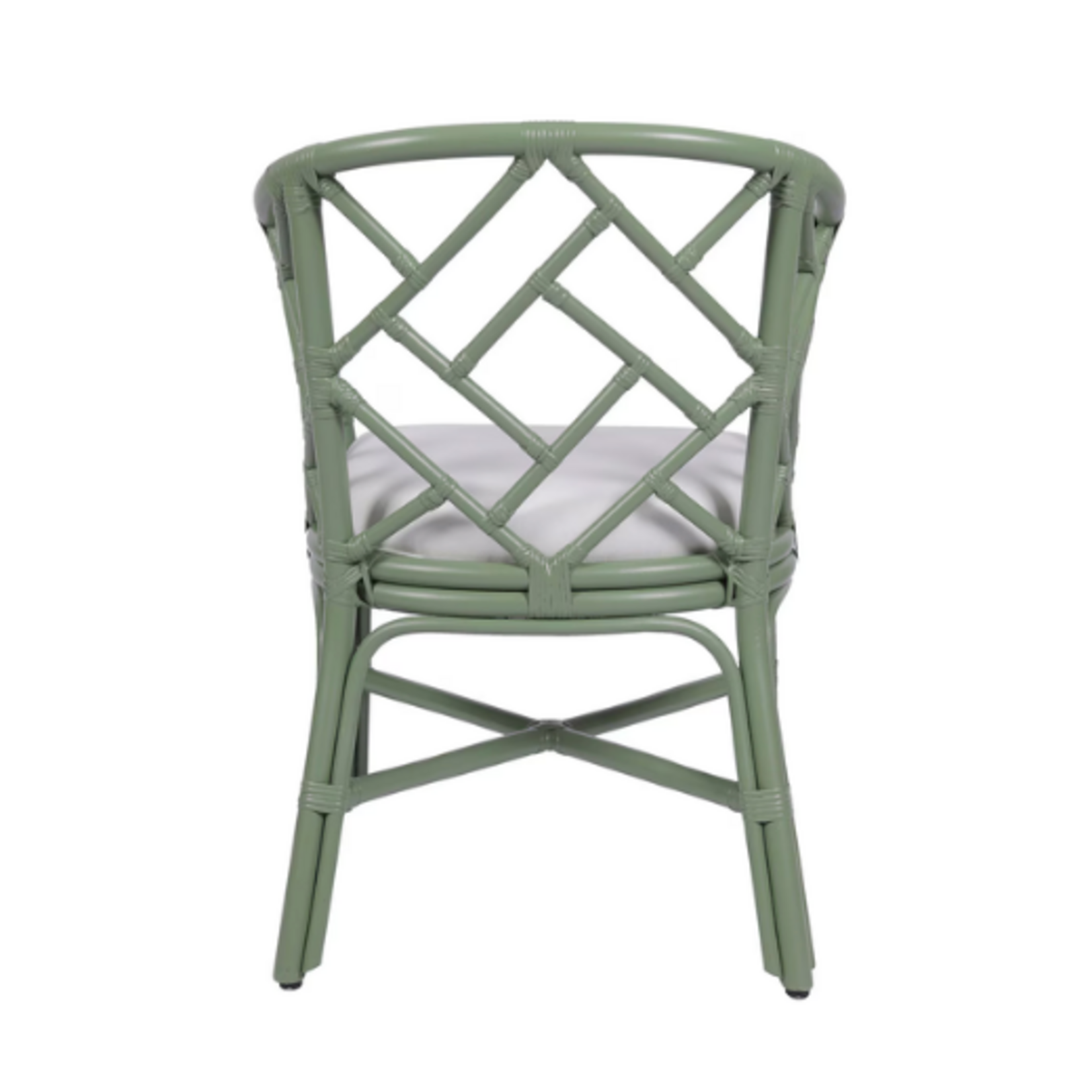Outside The Box Hampton Rattan Hand Wrapped Barrel Arm Dining Chair In Olive Green