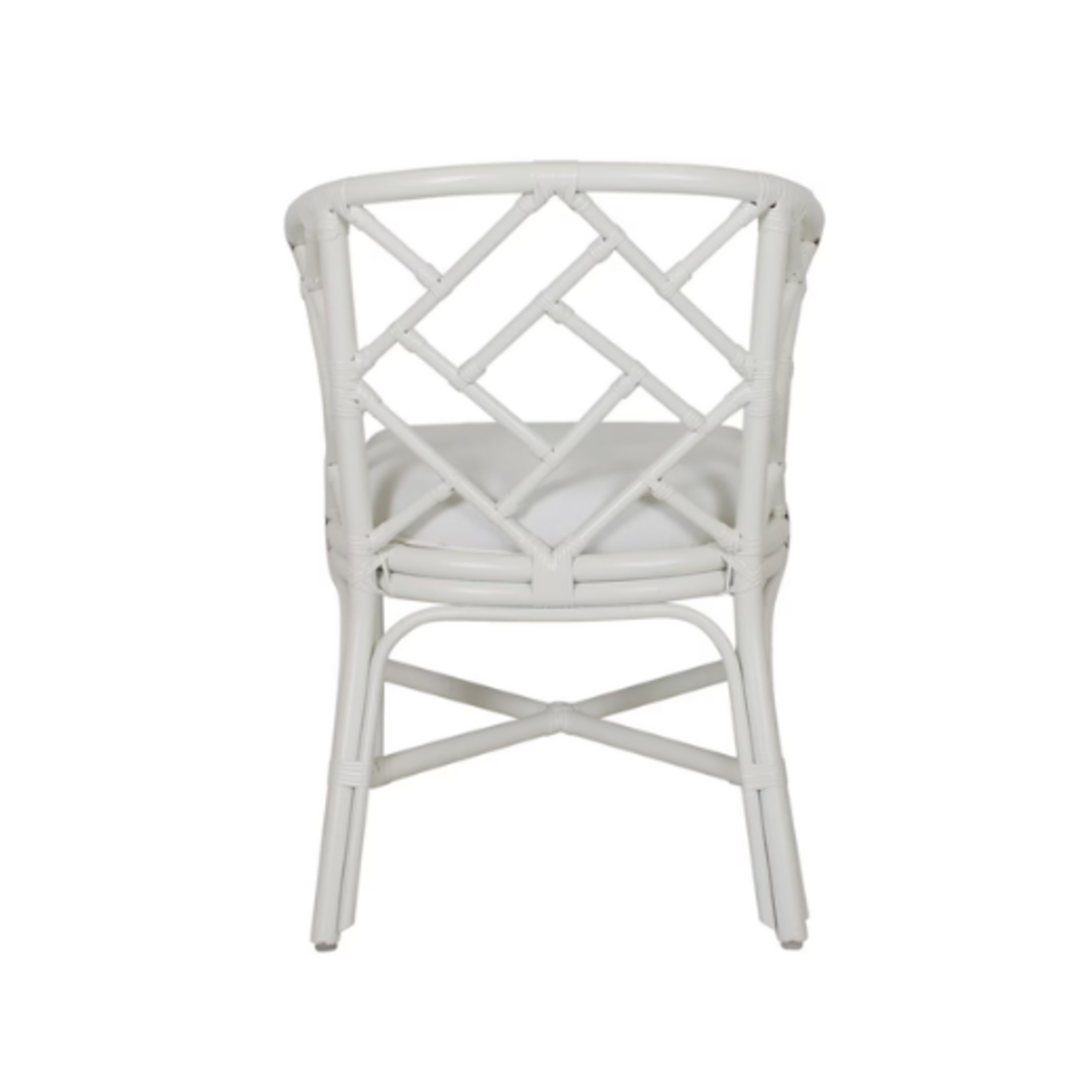 Outside The Box Hampton Rattan Hand Wrapped Barrel Arm Dining Chair In White