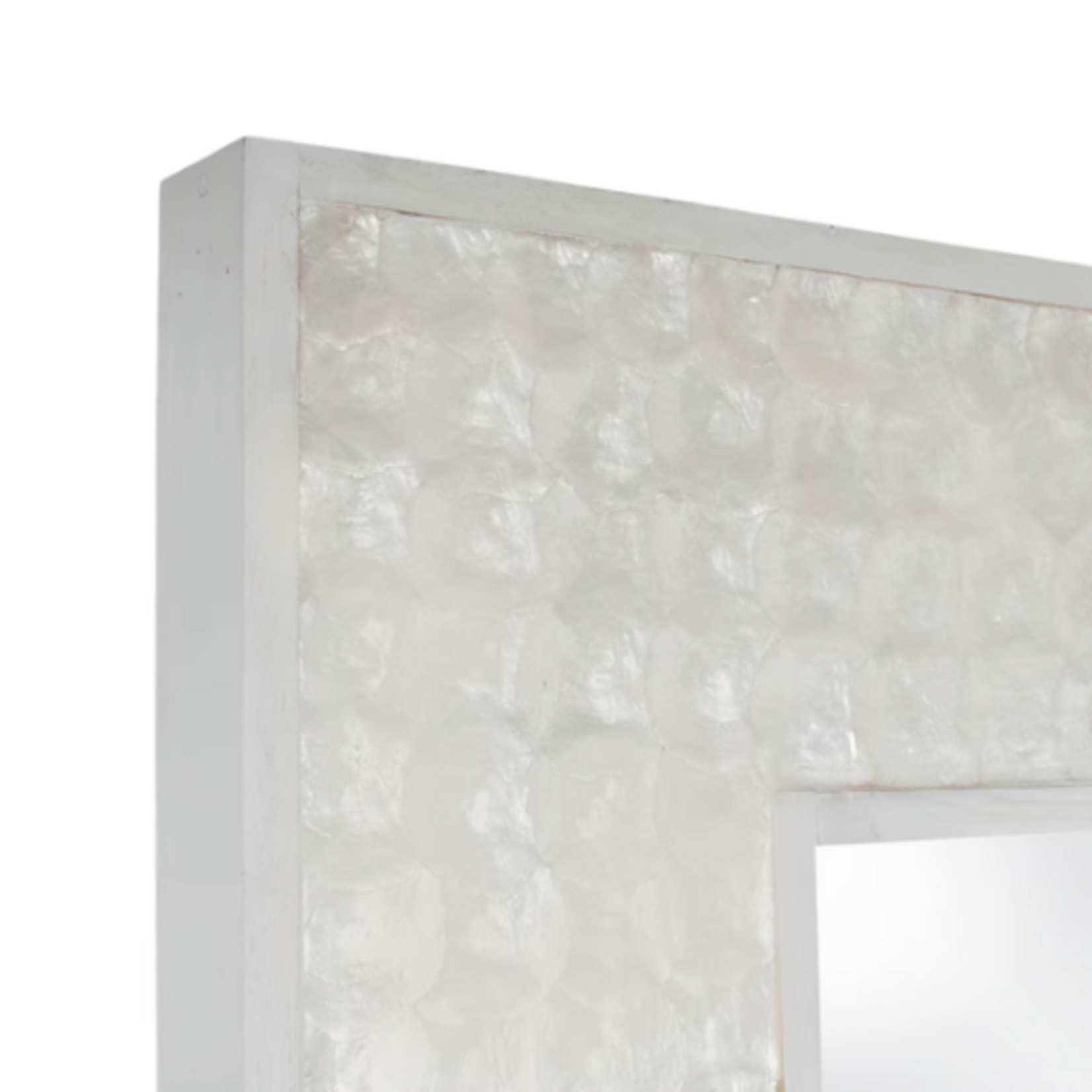 Outside The Box 79x40 Solana Hand Crafted Capiz Shells & Acacia Wood Hard  Floor Mirror