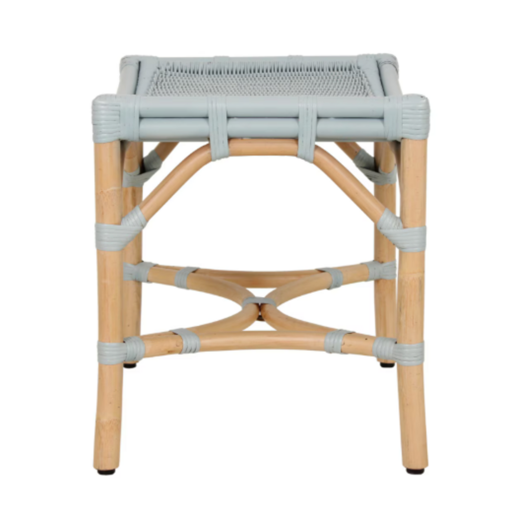 Outside The Box 21x17x19 Winston Rattan Hand Crafted Stool In Blue / Natural