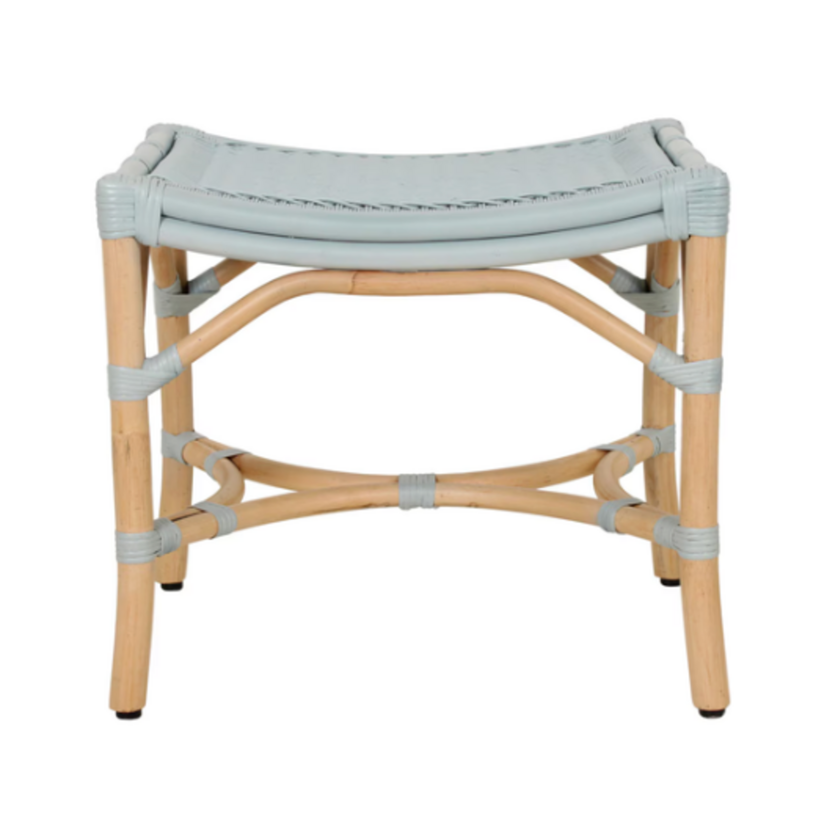Outside The Box 21x17x19 Winston Rattan Hand Crafted Stool In Blue / Natural