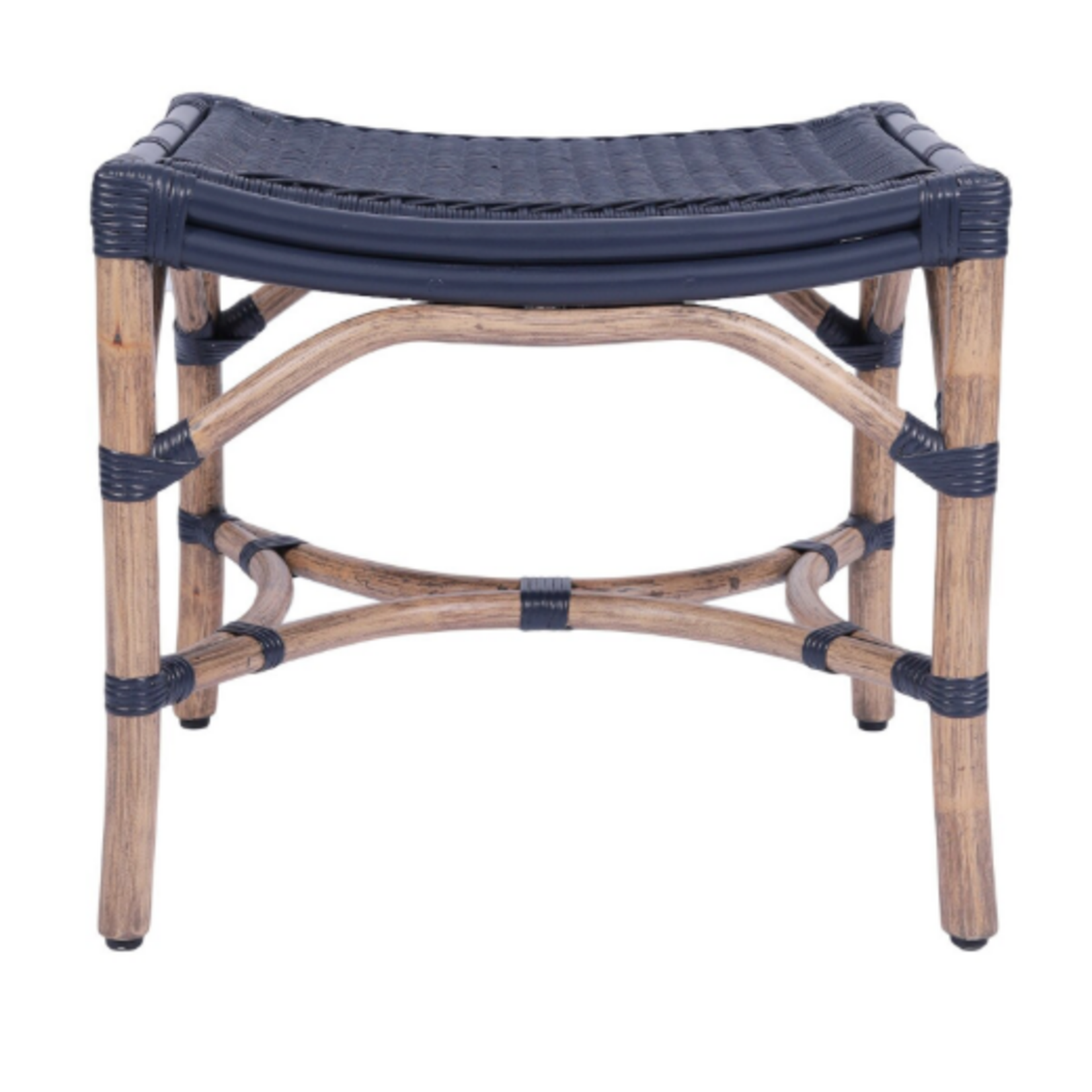 Outside The Box 21x17x19 Winston Rattan Hand Crafted Stool In Navy / Natural