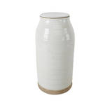 Outside The Box 20" Clara White & Earth Tone Matte Hand Crafted Porcelain Jar W / Lid