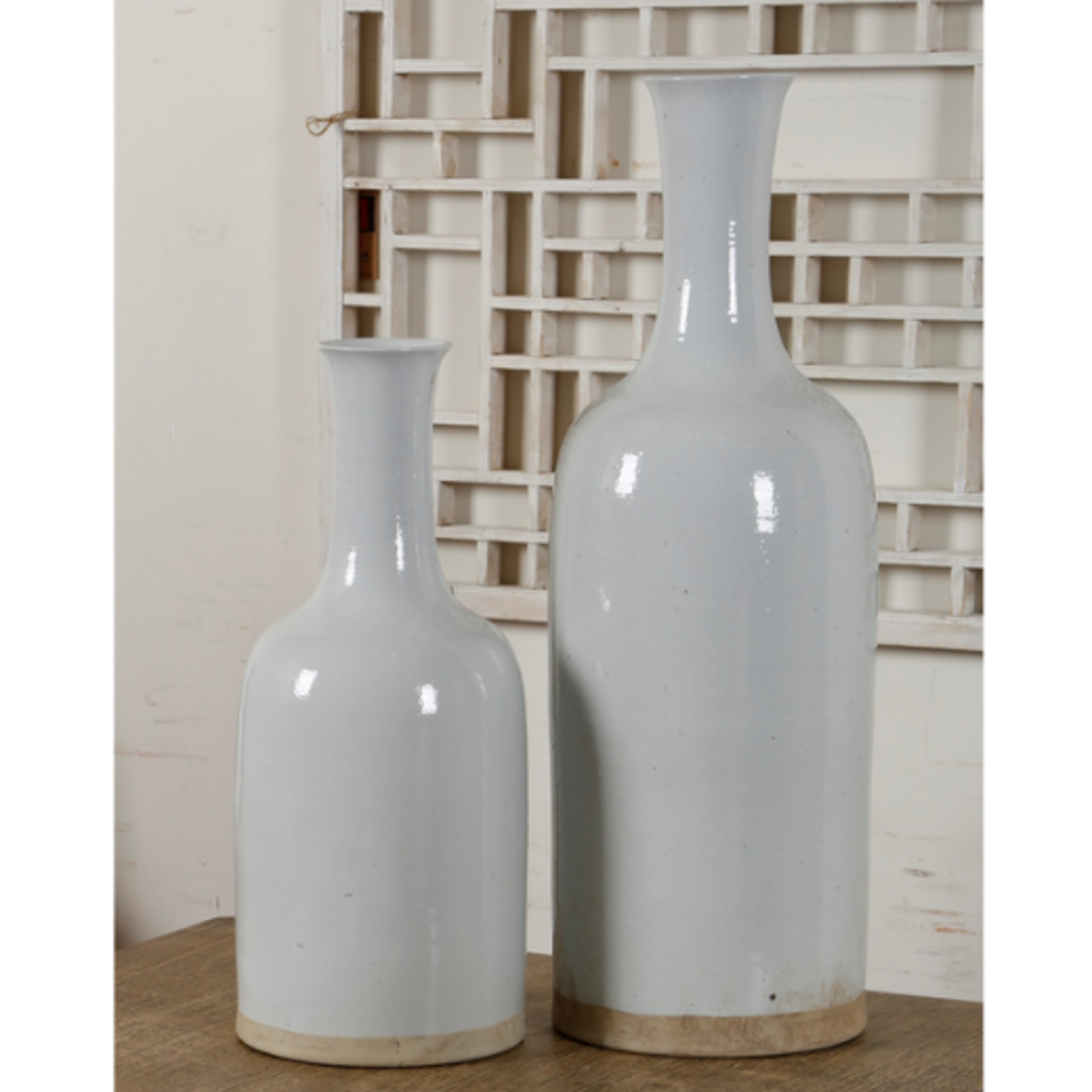 Outside The Box 24" Clara White & Earth Tone Matte Hand Crafted Porcelain Vase / Bottle