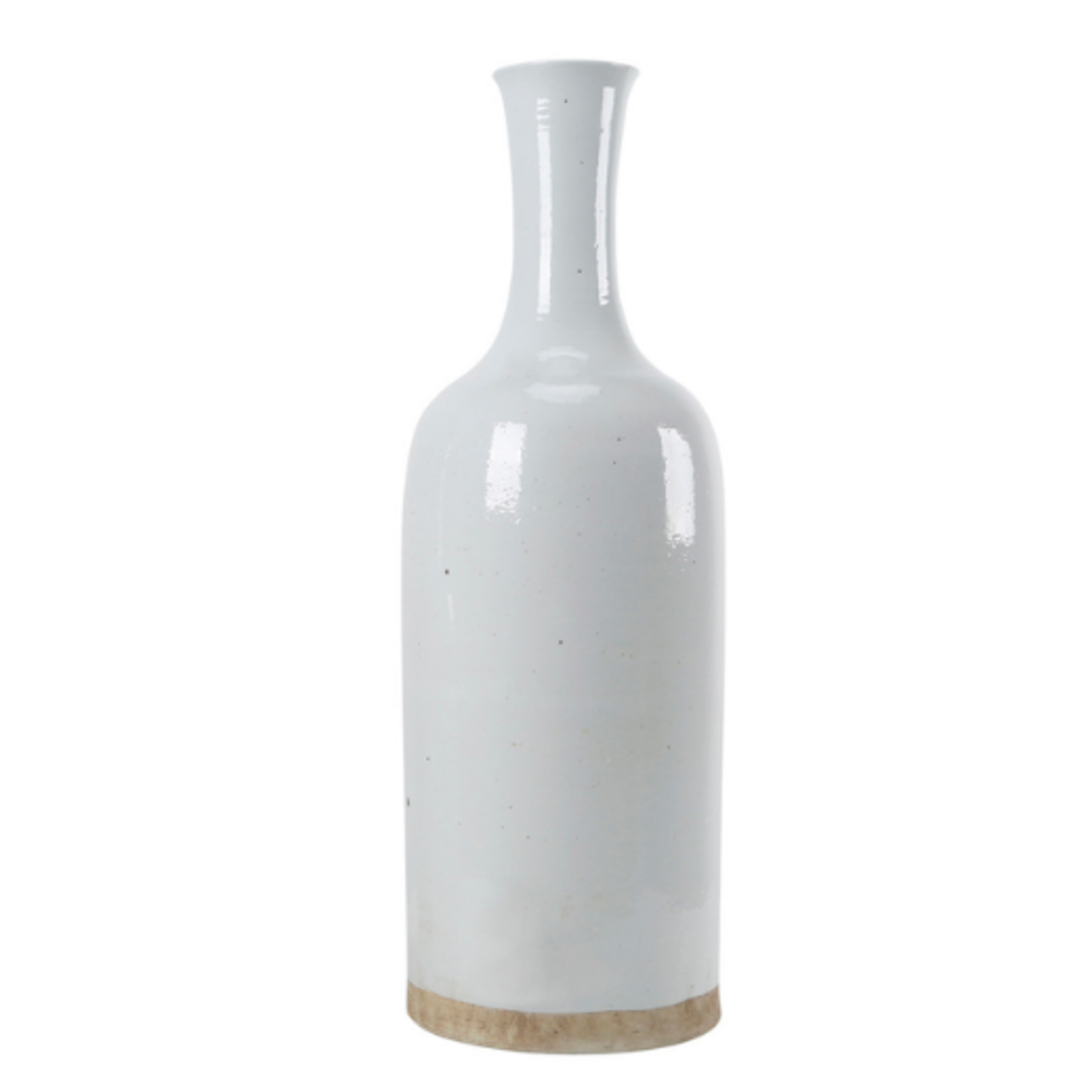 Outside The Box 32" Clara White & Earth Tone Matte Hand Crafted Porcelain Vase / Bottle