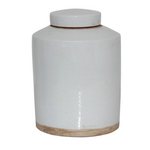 Outside The Box 11" Clara White & Earth Tone Matte Hand Crafted Porcelain Container W / Lid