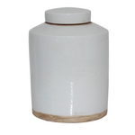 Outside The Box 15" Clara White & Earth Tone Matte Hand Crafted Porcelain Container W / Lid