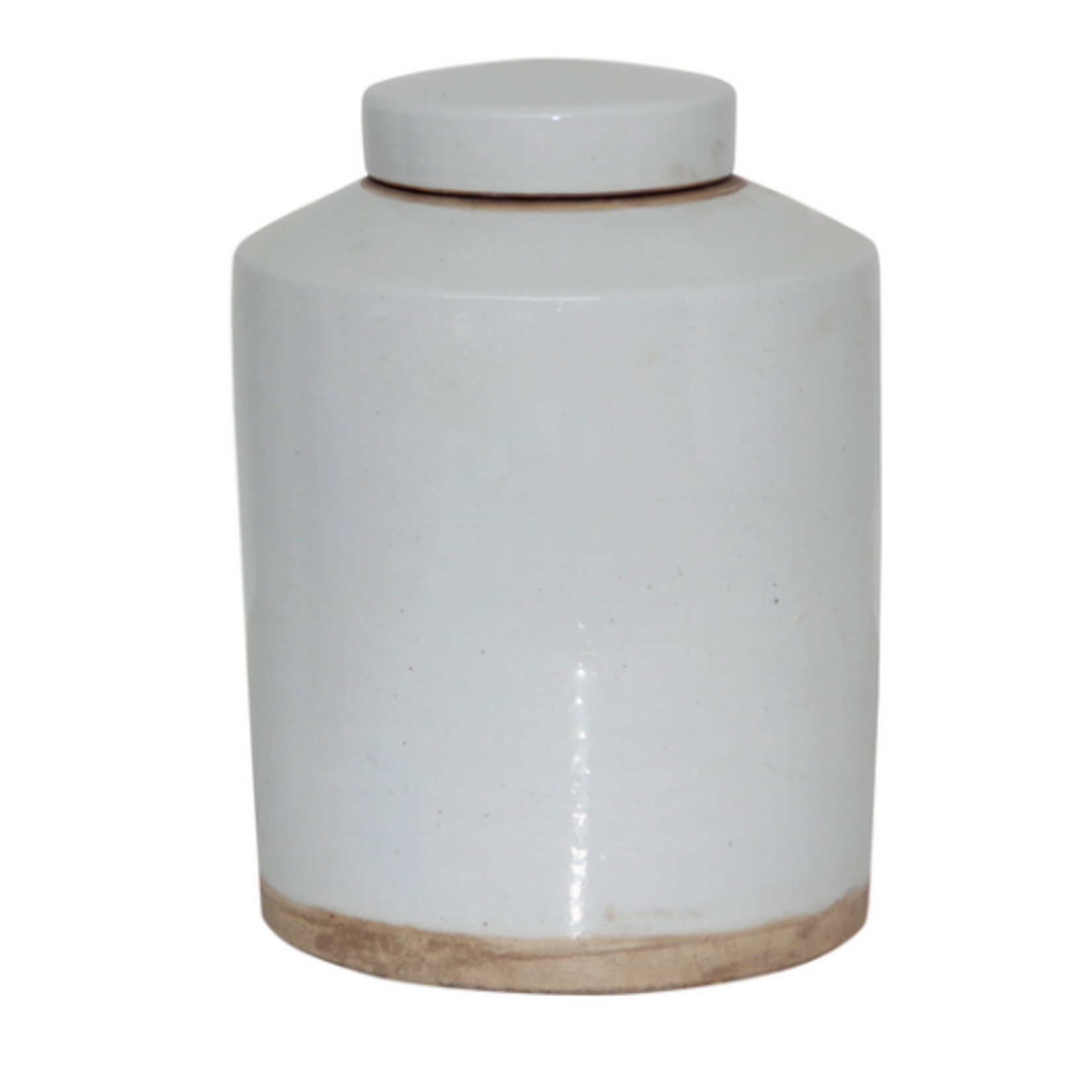 Outside The Box 15" Clara White & Earth Tone Matte Hand Crafted Porcelain Container W / Lid