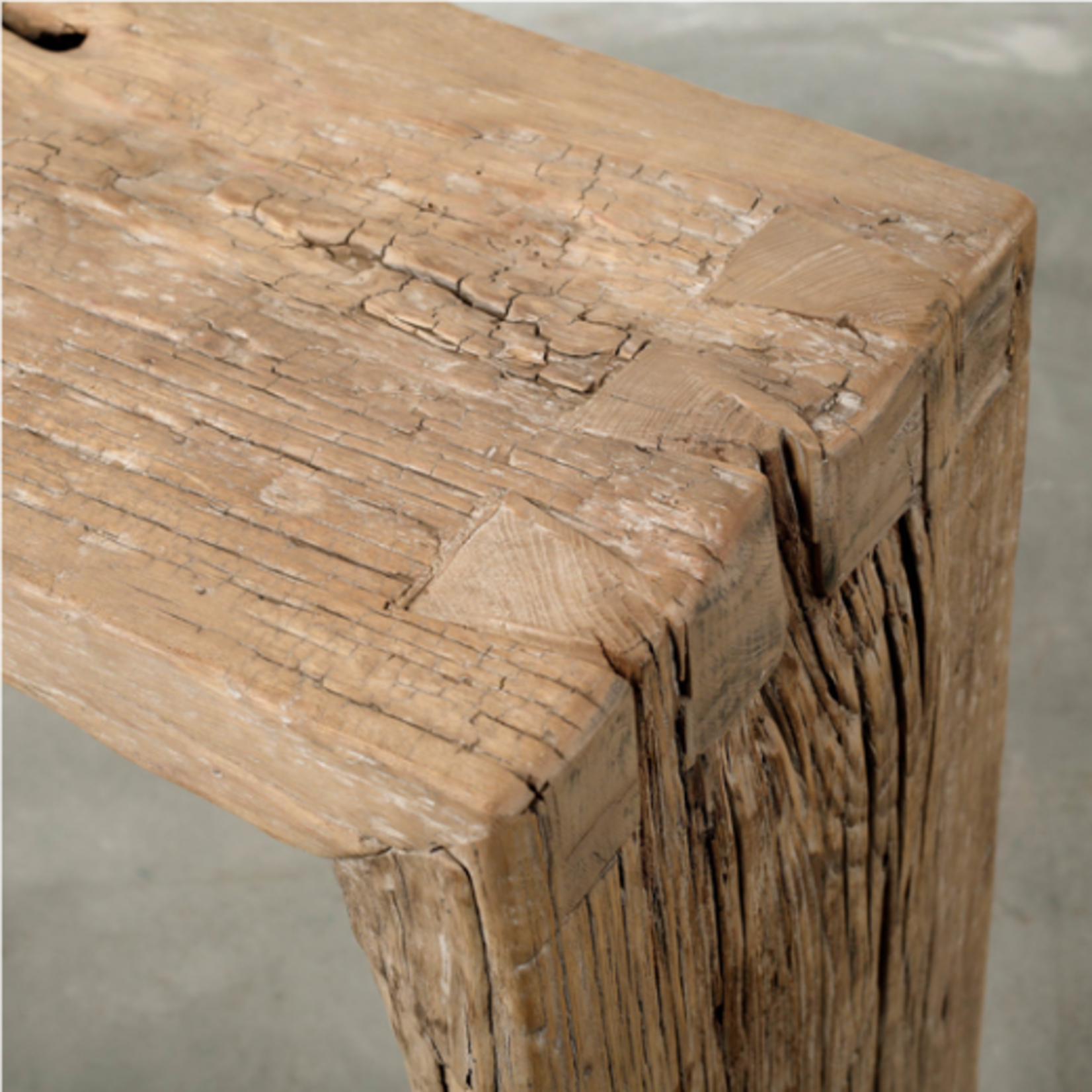 Outside The Box 62x15x36 Vintage Waterfall Reclaimed Aged Wood Console In Natural Weathered