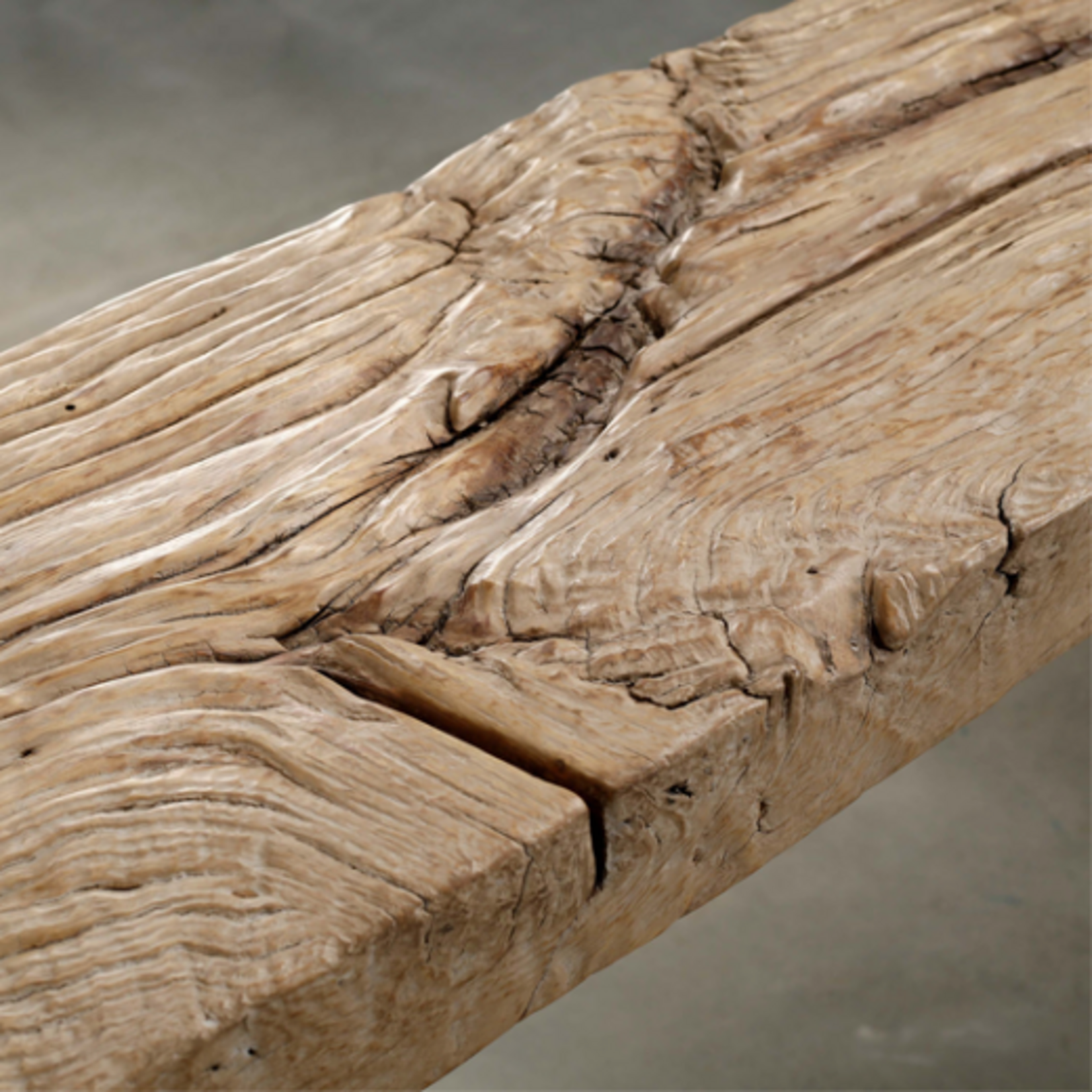 Outside The Box 120x16x34 Vintage Waterfall Reclaimed Aged Wood Console In Natural Weathered