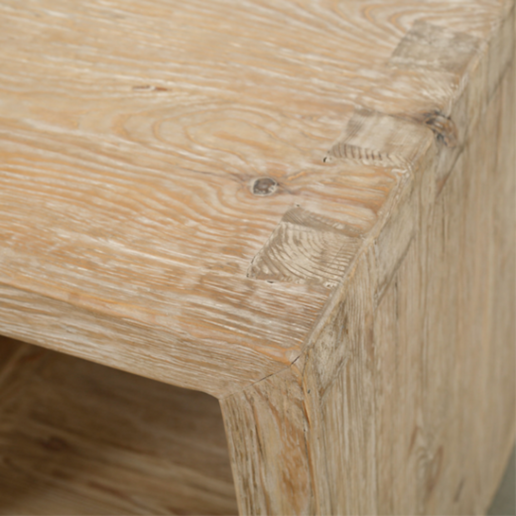 Outside The Box 22x22x24 Vintage Waterfall Reclaimed Aged Wood Side Table In Natural Weathered