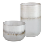 Outside The Box 9" & 4" Set Of 2 Ombre Frost Hand Crafted Etched Glass Vases