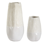 Outside The Box 15" & 9" Set Of 2 Echo Ridge White & Neutral Textured Vases