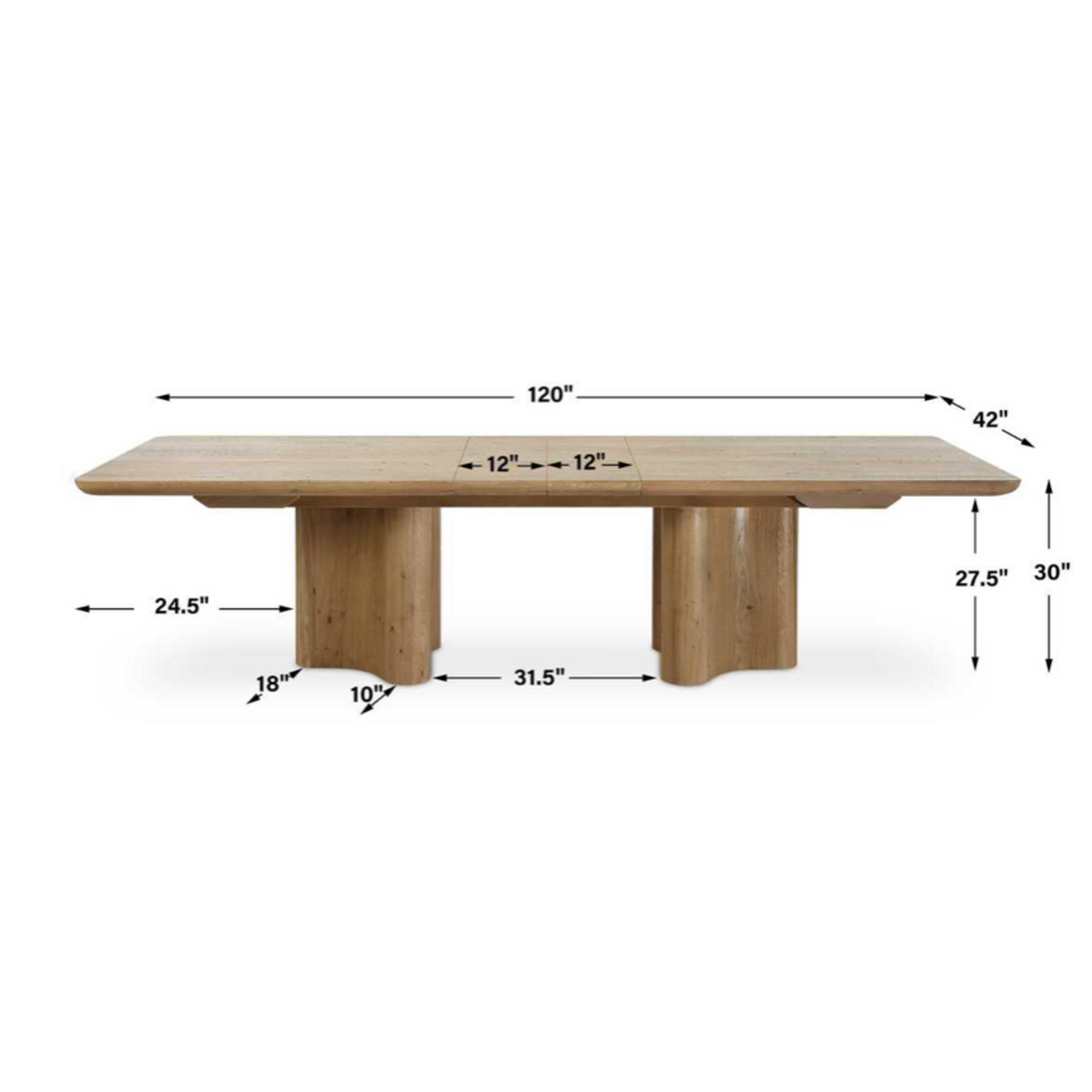 Outside The Box 96" Extends to 120" Cecelia Solid Reclaimed Oak Dining Table