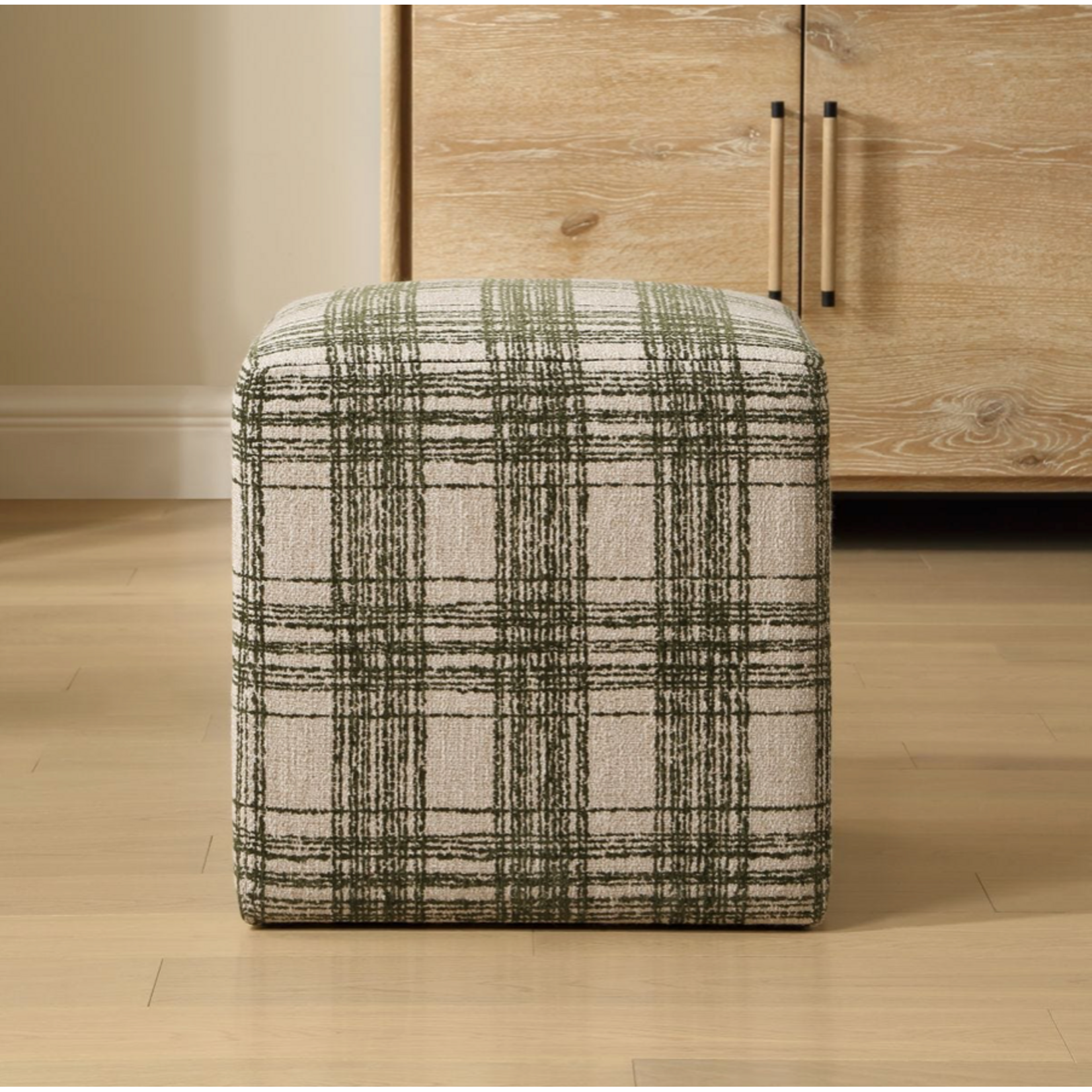 Outside The Box 18x18 Joie Ireland Green Plaid Ottoman