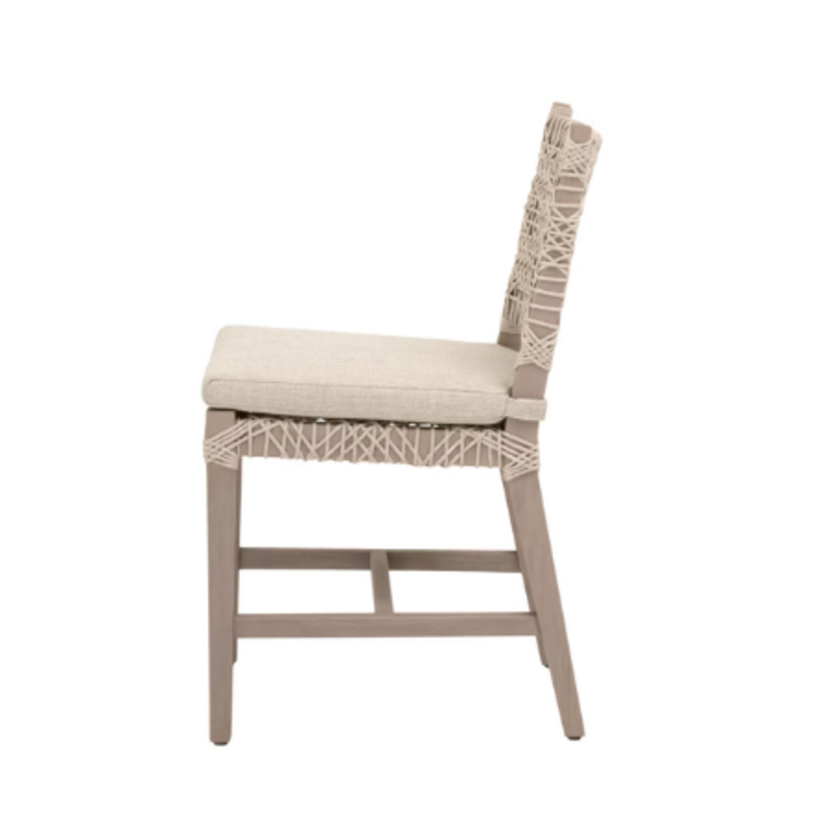 Outside The Box Costa Oat Rope Ecru Weave Performance & Ever Teak Outdoor Dining Chair