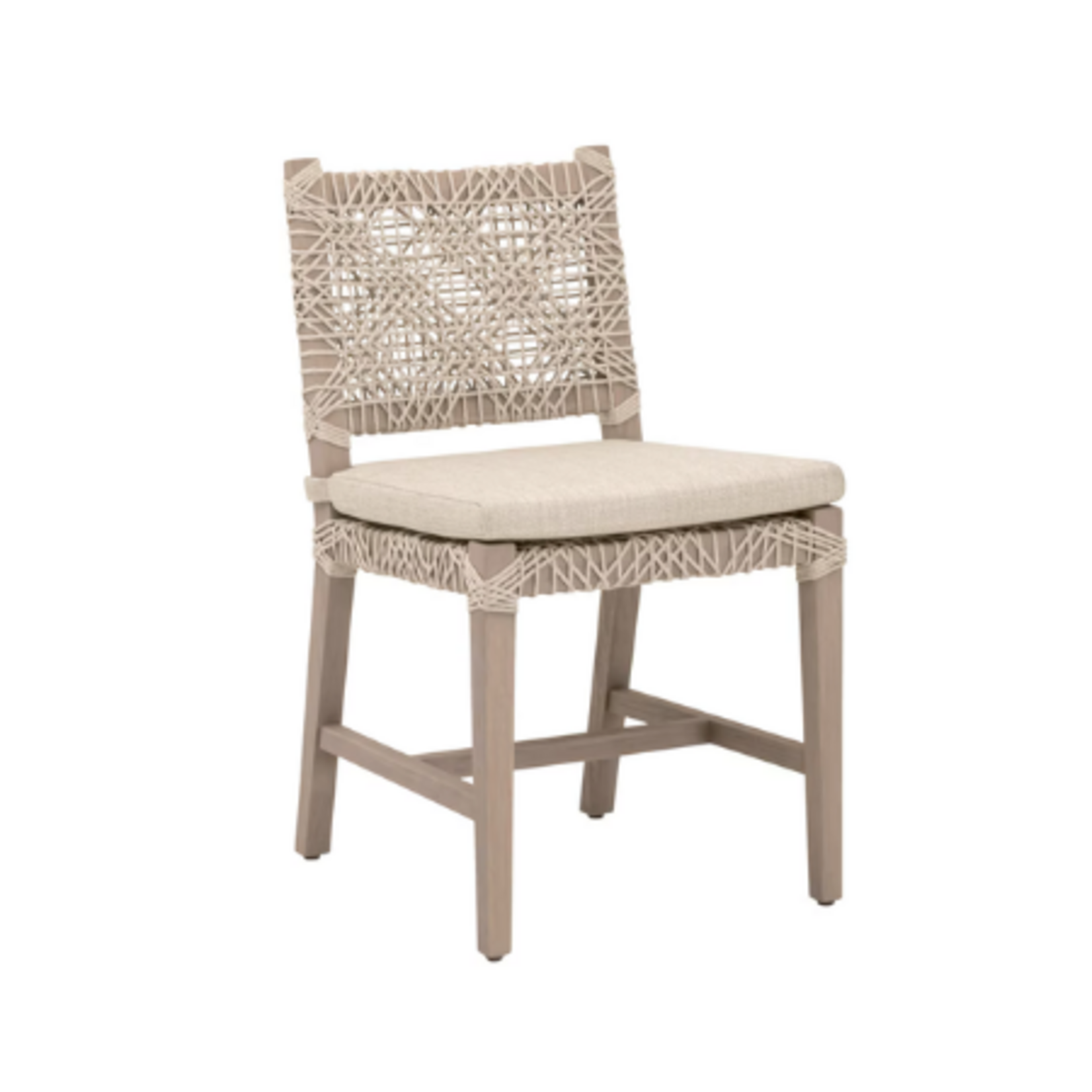 Outside The Box Costa Oat Rope Ecru Weave Performance & Ever Teak Outdoor Dining Chair