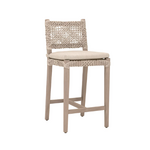 Outside The Box 28" Costa Oat Rope Ecru Weave Performance & Ever Teak Outdoor Counter Stool