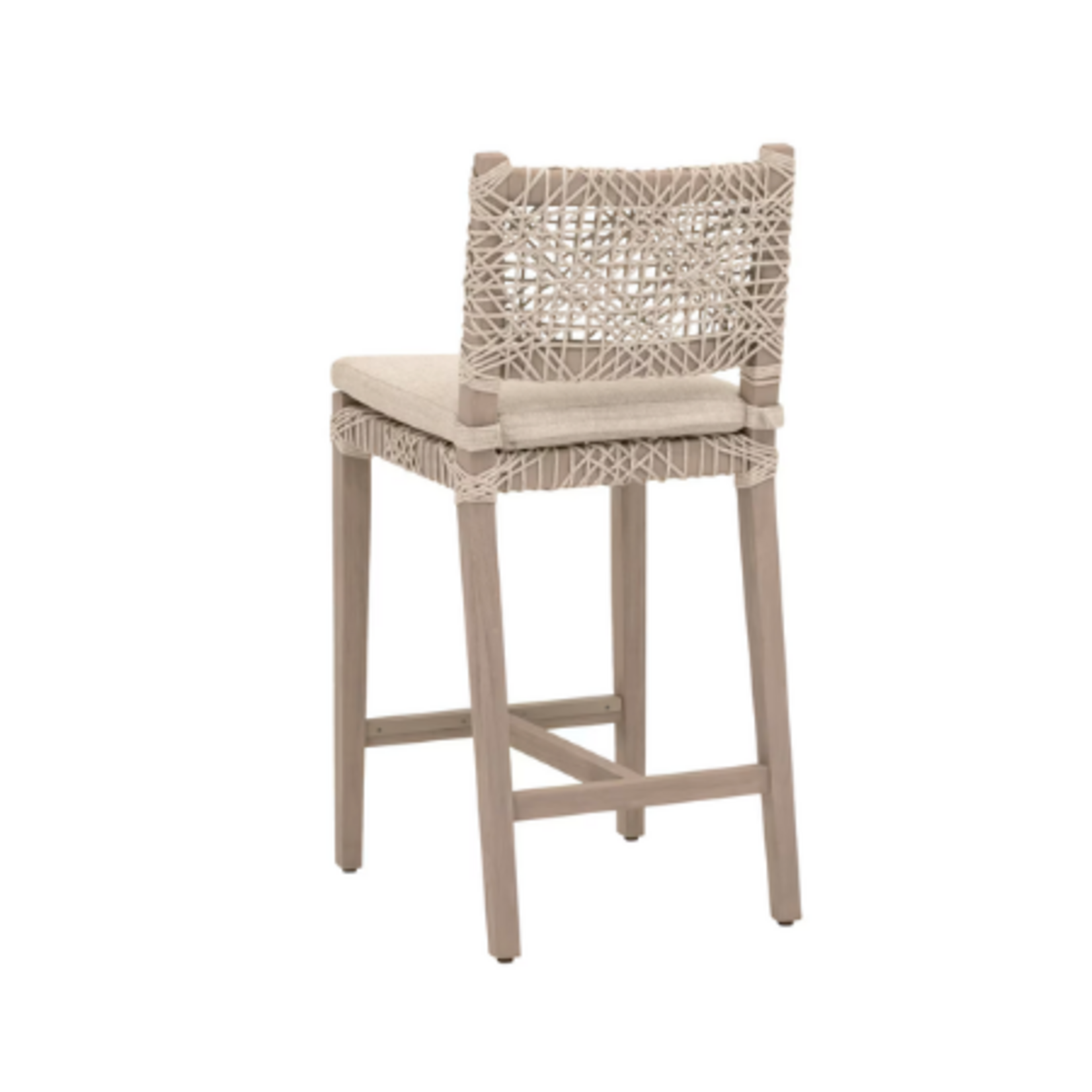 Outside The Box 28" Costa Oat Rope Ecru Weave Performance & Ever Teak Outdoor Counter Stool