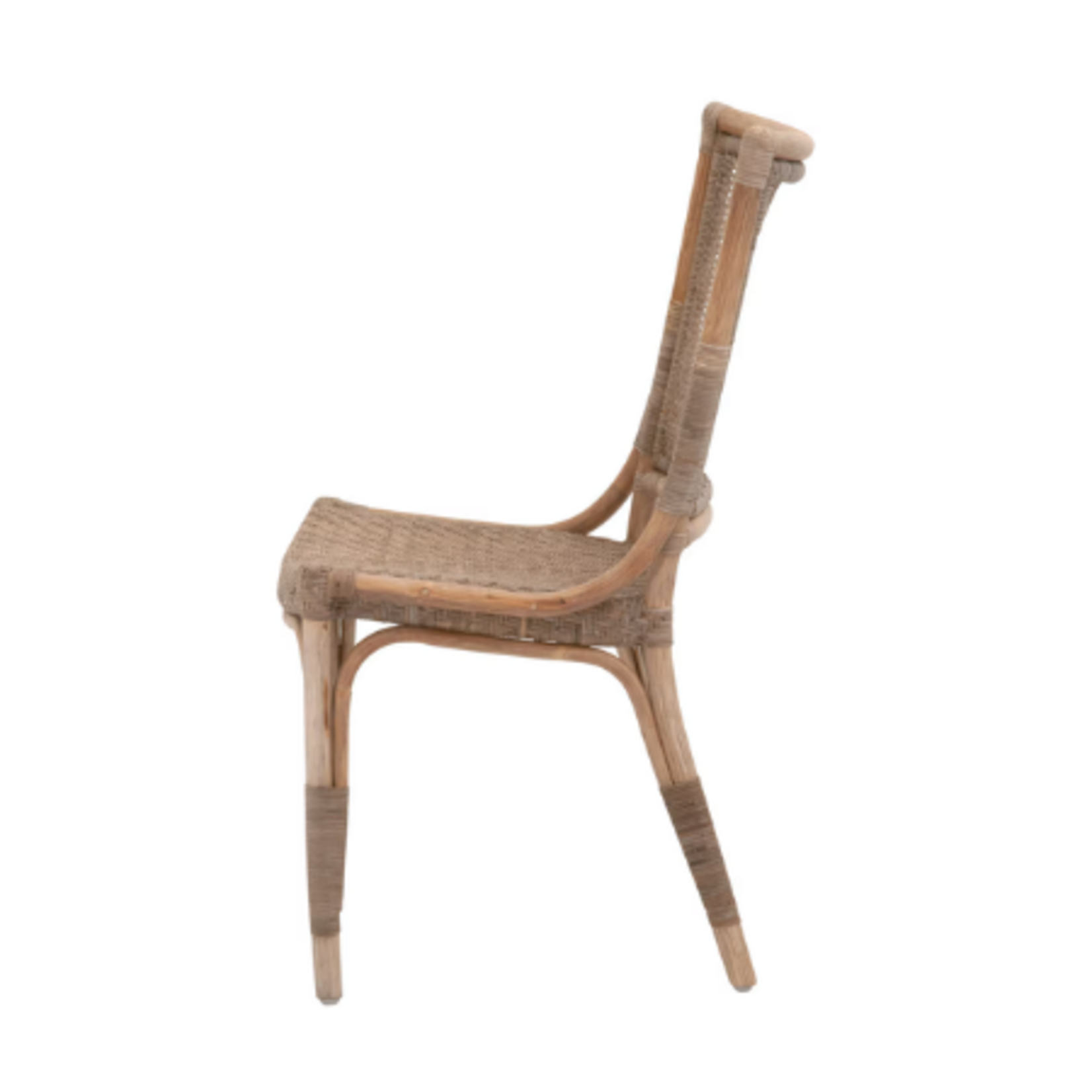 Outside The Box Luna Matte Gray Hand Crafter Weave Rattan Armless Dining Chair