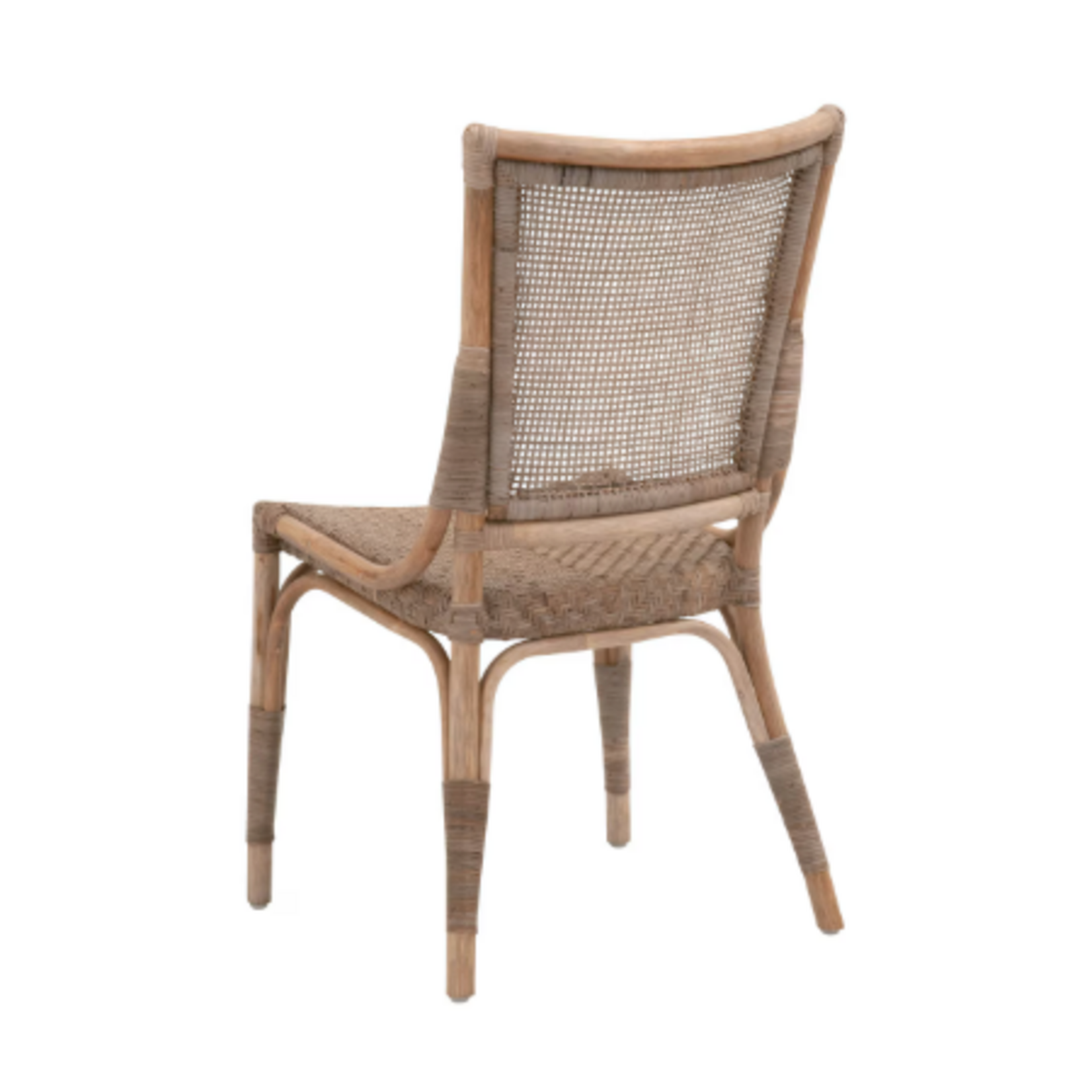 Outside The Box Luna Matte Gray Hand Crafter Weave Rattan Armless Dining Chair