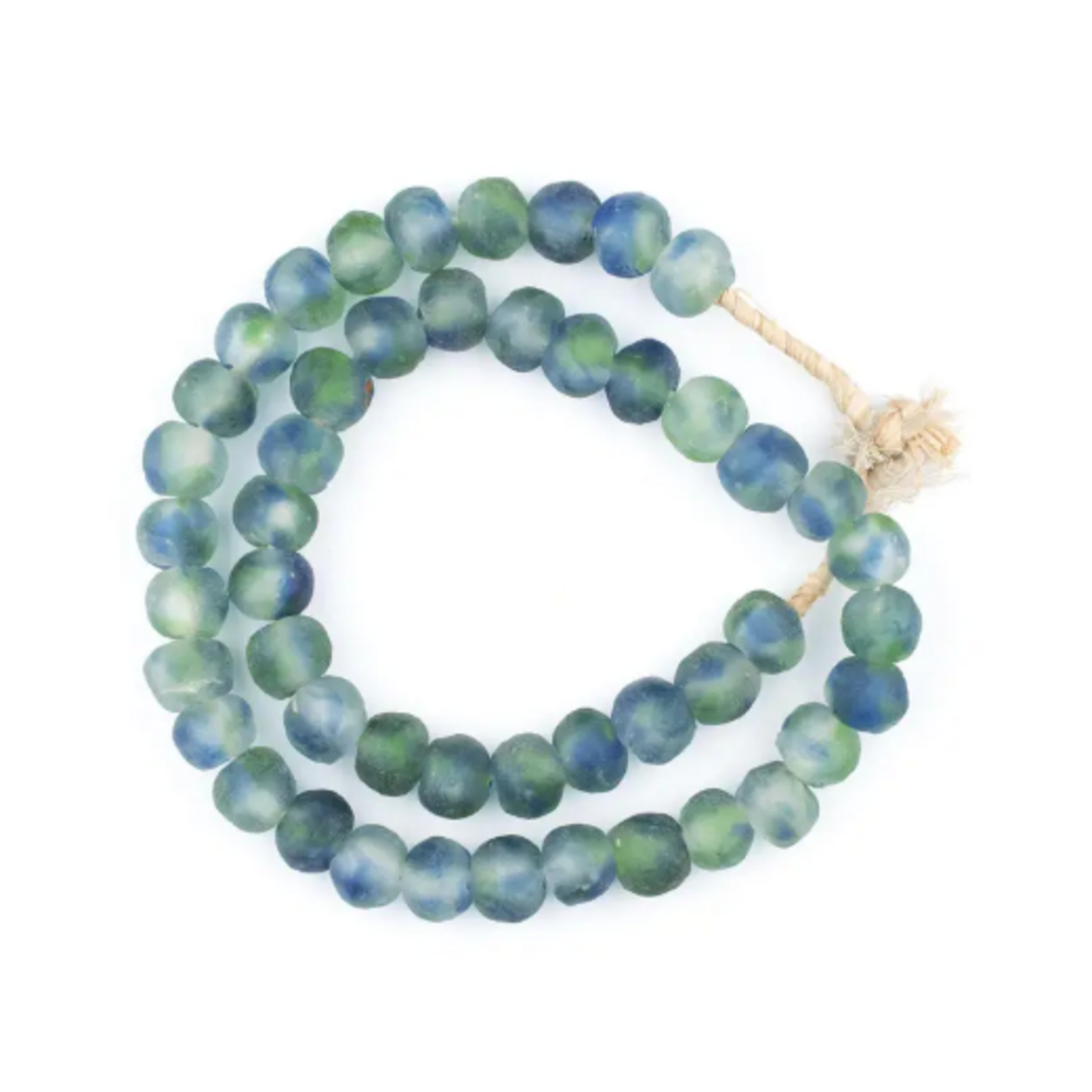 Outside The Box 24" Blue Green Swirl Recycled 14mm Glass Beads