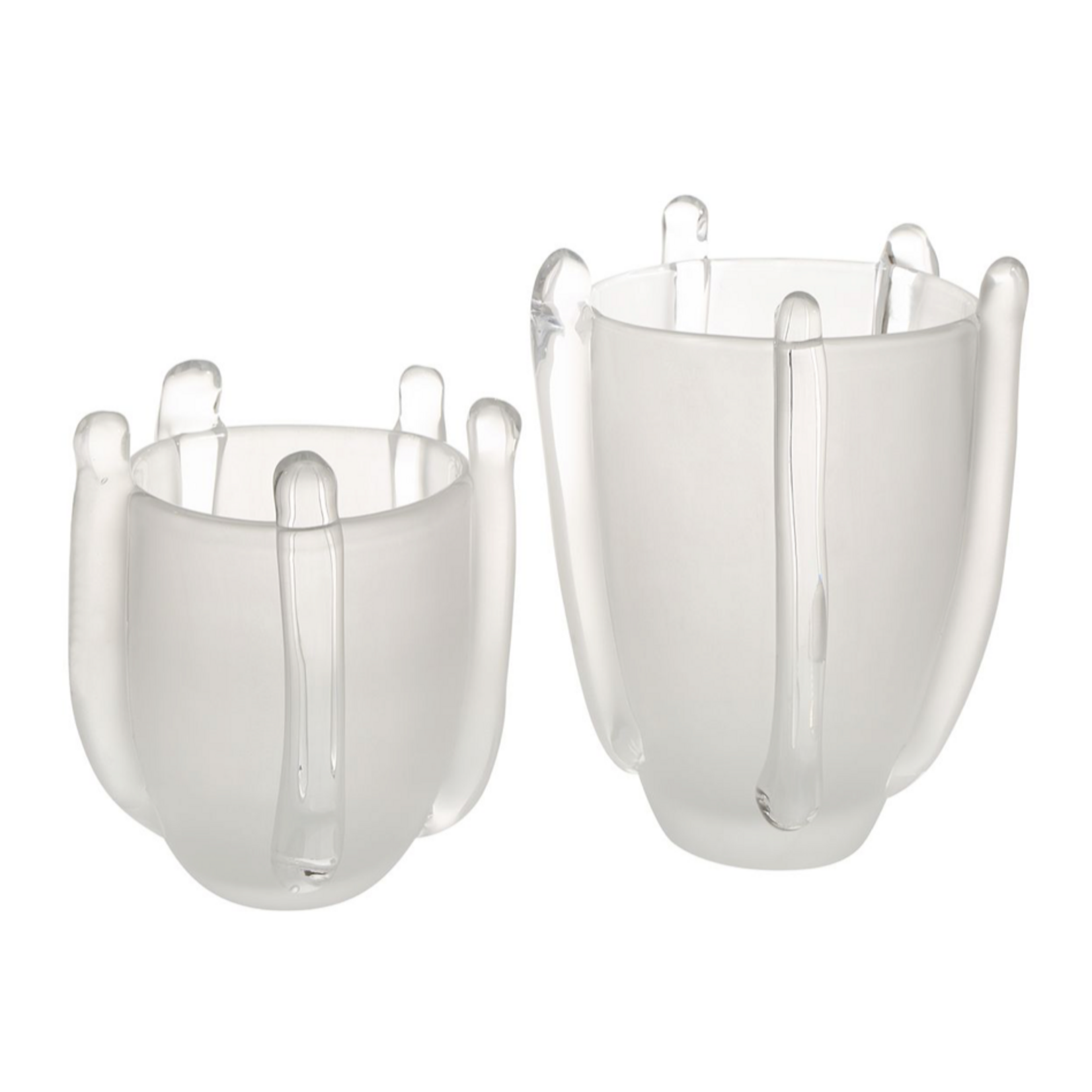 Outside The Box 13" & 10" Set Of 2 Earn Your Stripes Frosted Glass Vase