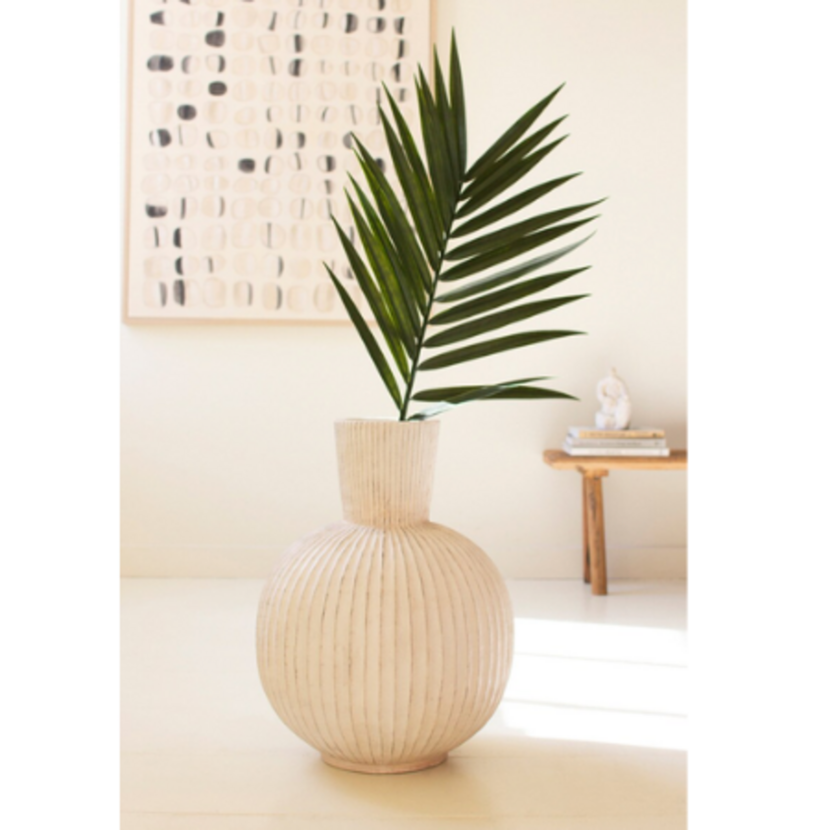 Outside The Box 22" Cream Stone Composite Fluted Vase
