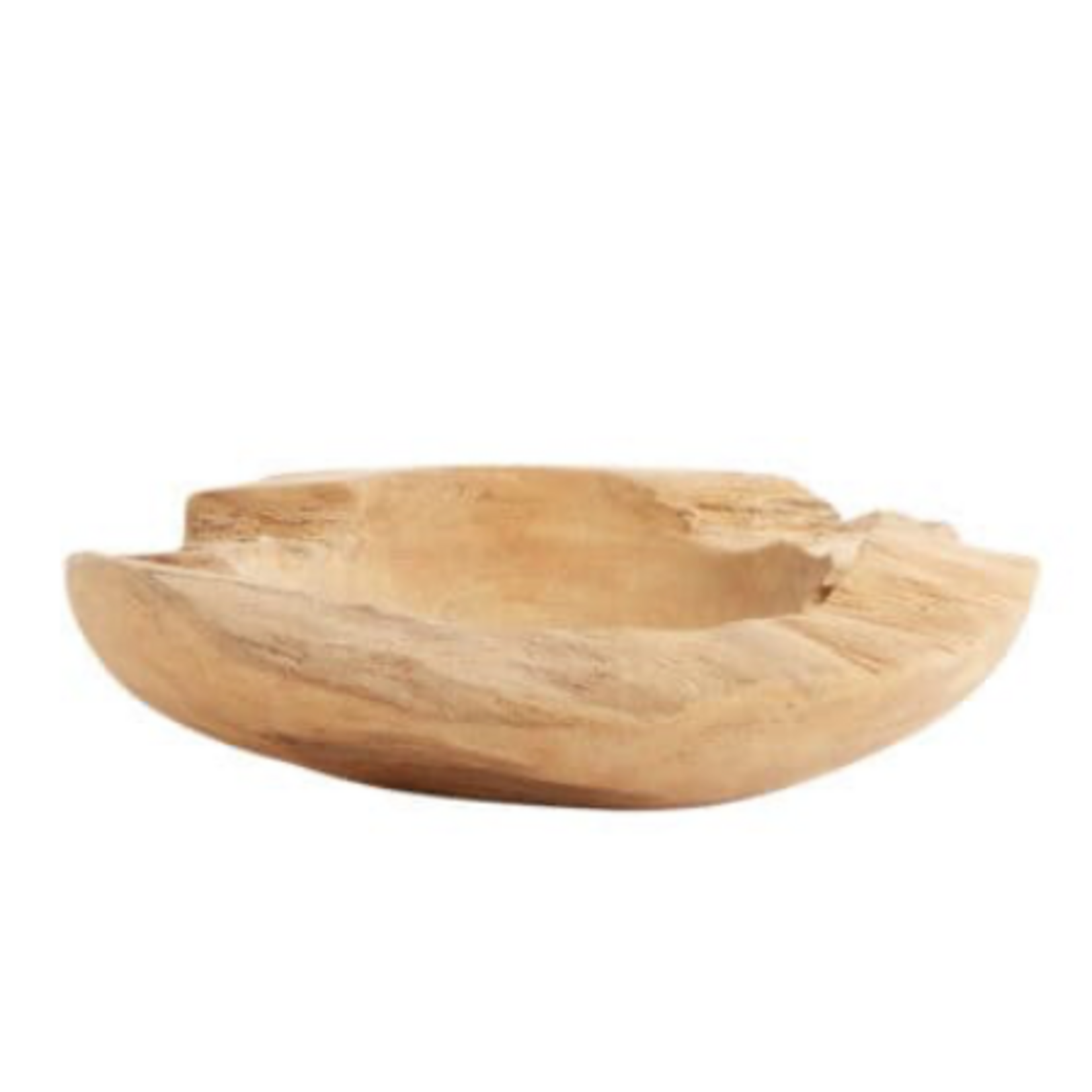 Outside The Box 13" Natural Teak Hand Crafted Unfinished Bowl