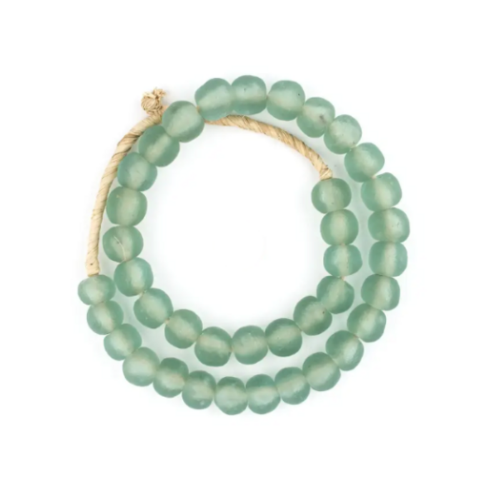 Outside The Box 28" Green Aqua Recycled 18mm Glass Beads