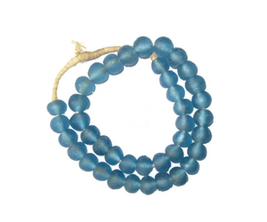 thumbnail image 2 of The Bead Chest Opaque White Recycled Glass Beads – 18mm Ghana African Sea Glass (Round, Large Hole) 2 of 4